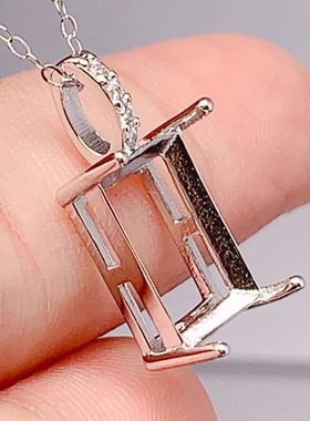 S925银吊坠空托7*98*109*1110*14