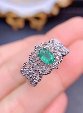 S925纯银戒指空托活圈蕾丝设计款