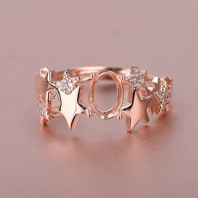 S925 silver ring empty support 4*6/5*7mm live ring mouth