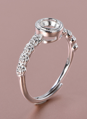 S925银戒指空托镶嵌圆5*5mm活圈