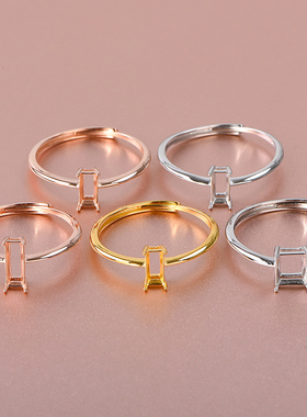 S925银戒指空托长方3*63*85*6mm