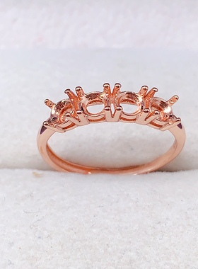 戒指空托镶嵌4*4红蓝宝祖母绿