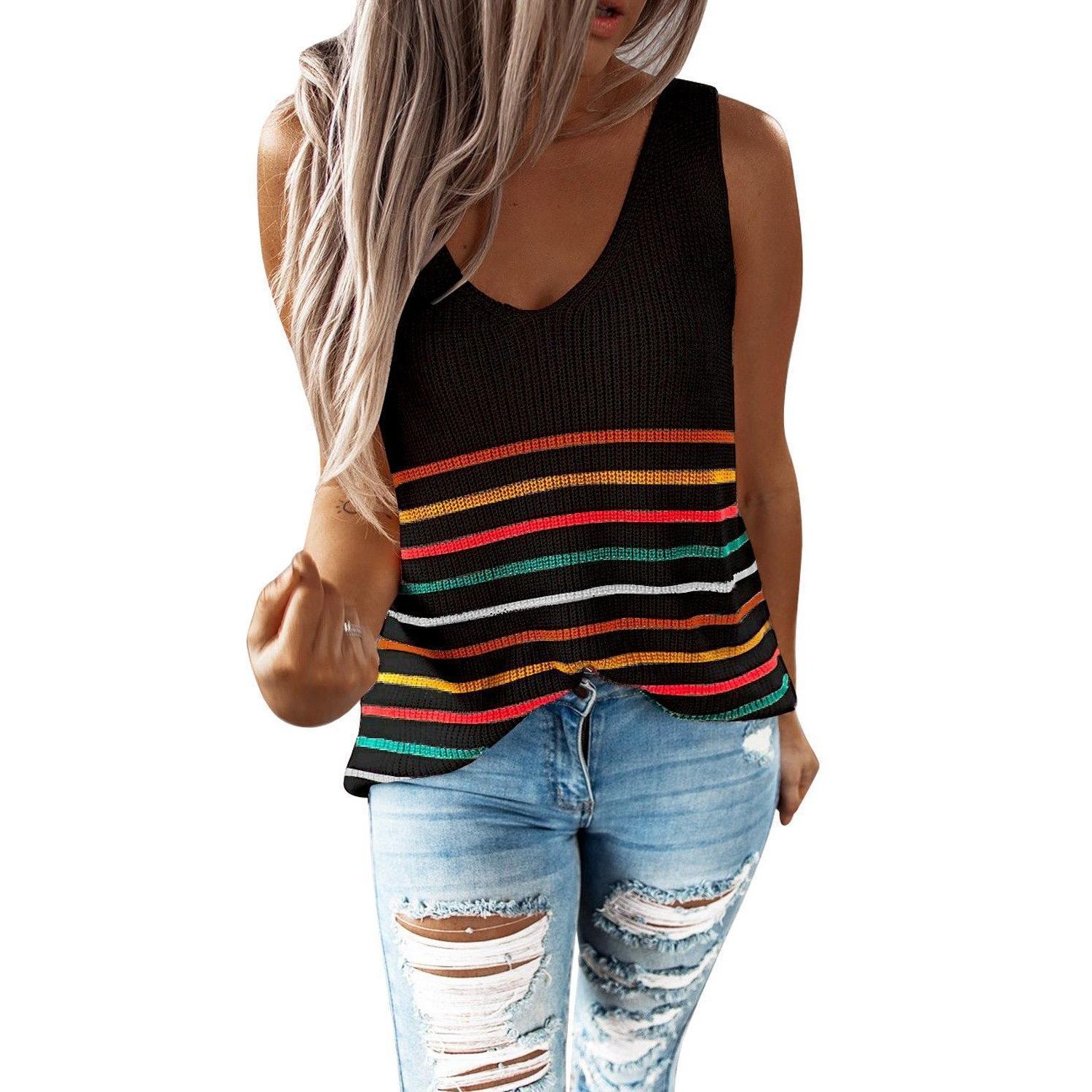 新款毛衣针织背心恤女装欧美多色条纹领内搭套头女士上衣,淘宝优惠券,粉丝福利购,淘宝优惠卷