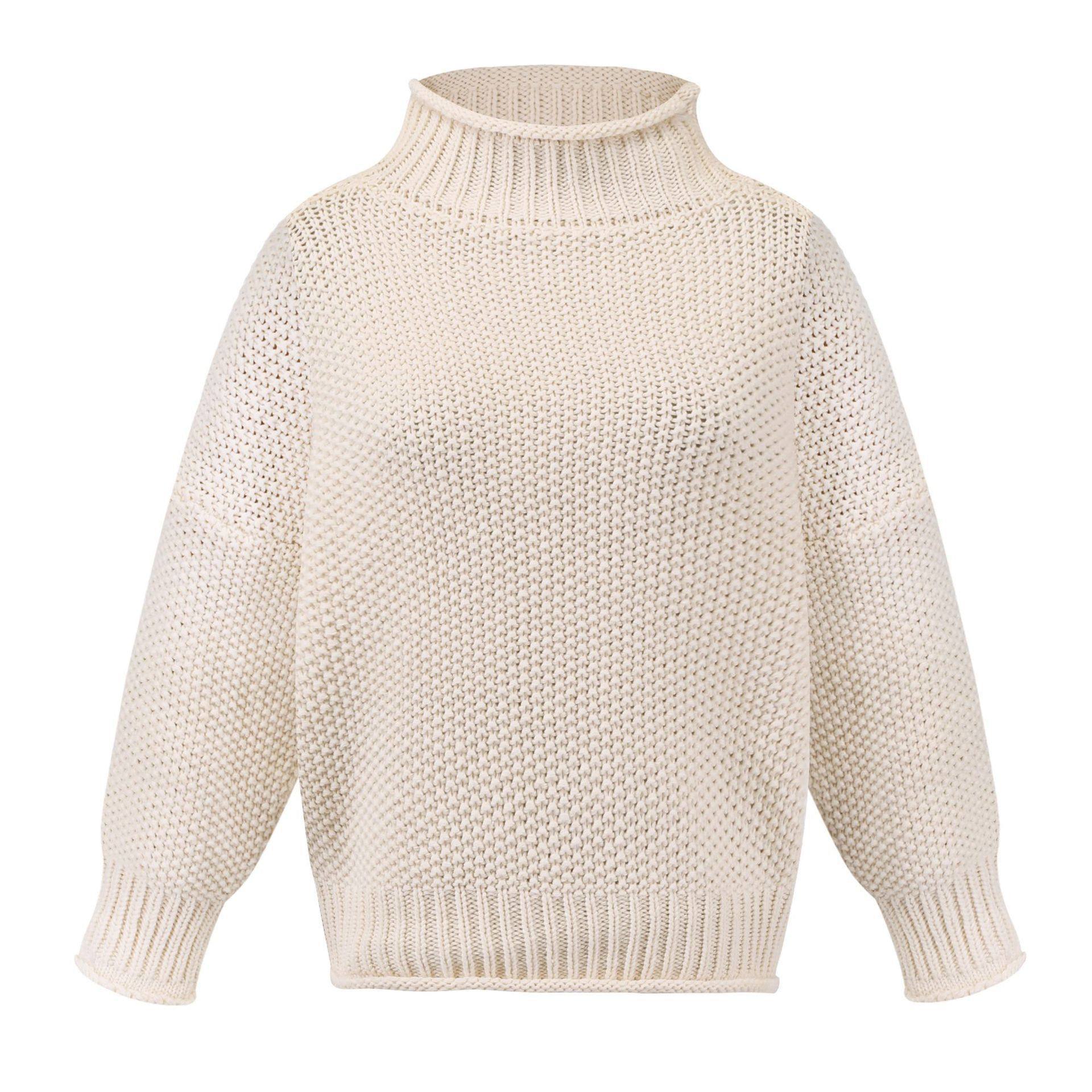 秋冬新款针织衫毛衣跨境欧美外贸亚马逊粗线套头高领毛衣女款,淘宝优惠券,粉丝福利购,淘宝优惠卷