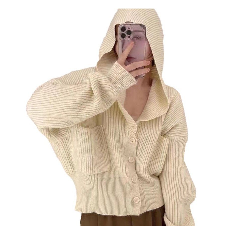 温柔可爱连帽毛衣开衫外套女秋冬短款针织衫设计感小众长袖上衣潮,淘宝优惠券,粉丝福利购,淘宝优惠卷