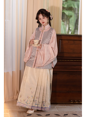 明【镜华服】暗芒·花疏 明制圆领比甲汉服六芒星辰锦暗纹