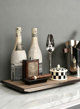 板房间售楼处酒柜吧台前台摆件装饰品酒器冰桶托盘雪茄装饰酒