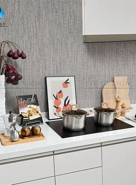 现代厨房样板房间摆件软装厨具汤锅研磨器咖啡壶砧板装饰画组合