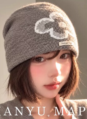 秋冬女保暖针织堆堆帽百搭通勤