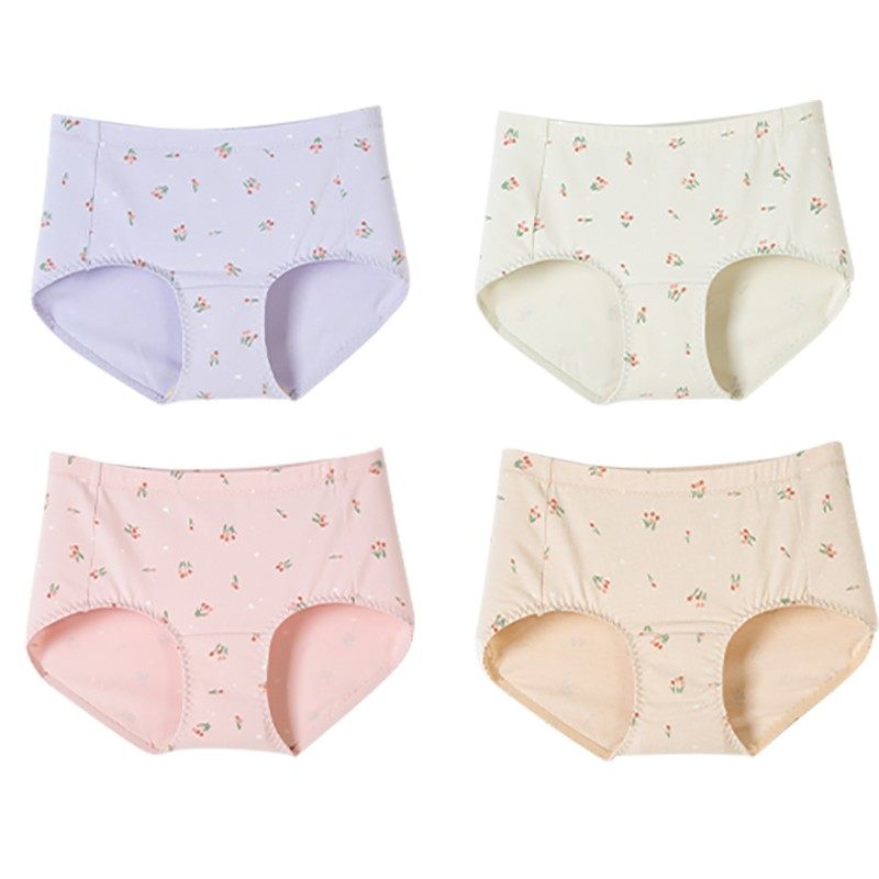 顶瓜瓜内裤女纯棉底裆舒适透气印花中高腰三角裤顶呱呱4条装新款,淘宝优惠券,粉丝福利购,淘宝优惠卷
