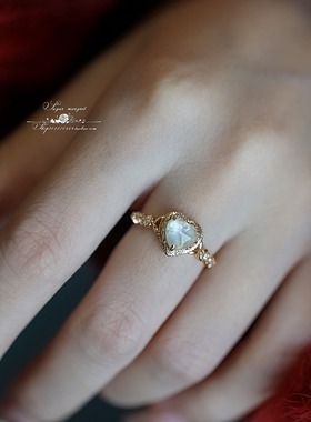 Gestern 昨日临梦 旖旎光华如梦似幻天然彩贝白水晶拼贴轻奢戒指