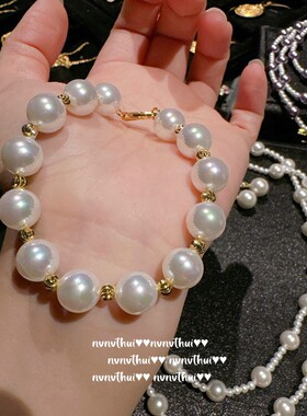 日落水滴 澳白真多麻长款珍珠项链 大溪地 孔雀紫贝珠毛衣链