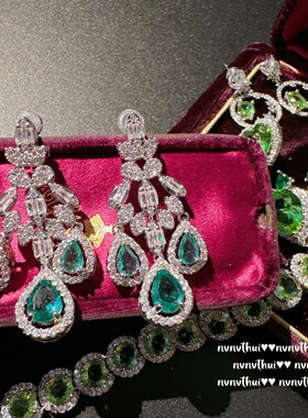 莫吉托绿圆形几何宝石手链 波光粼粼 镀18k金 薄荷绿爱心