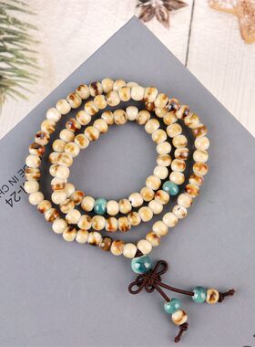 108瓷珠把玩三圈叠戴景德镇陶瓷手链饰品女民族风新中式手串批发