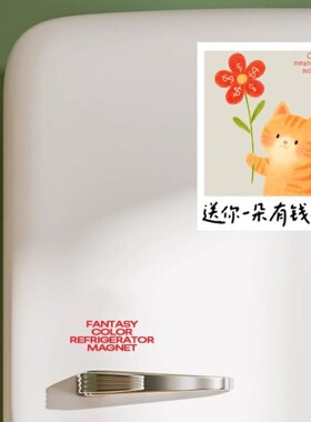 可爱治愈系小猫咪磁性冰箱贴送你一朵有钱花磁吸贴大门家居装饰品