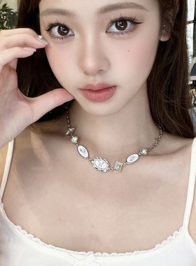 蝴蝶闪钻小众项链锁骨链女