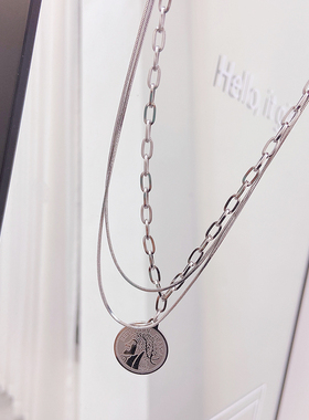 叠戴项链小众锁骨链嘻哈风毛衣链