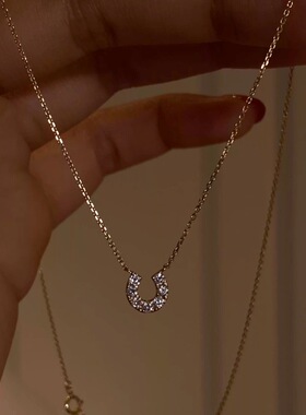 【7柒seven】马上有钱爆闪金色小马圆盘项链精致感轻奢时尚锁骨链