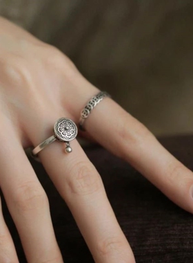 铜合金戒指招财聚财钱币如你所愿皆可实现可旋转六字真言男女戒指