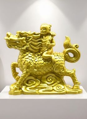 送子麒麟摆件一对金童玉女工艺品结婚礼品家居酒柜装饰品婚庆摆设