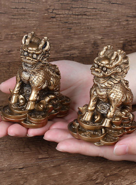 金钱麒麟摆件一对客厅饰品