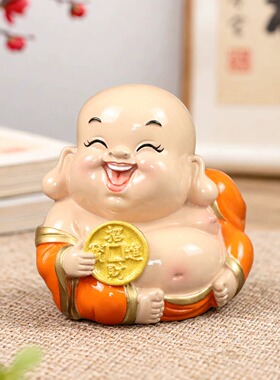 招财笑佛像大肚佛弥勒佛摆件小号家用客厅汽车装饰品车载车内摆设
