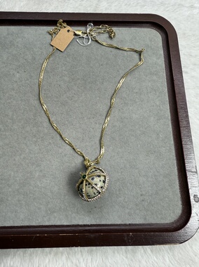 青岛中古vintage复古风斑点项链耳钉套装