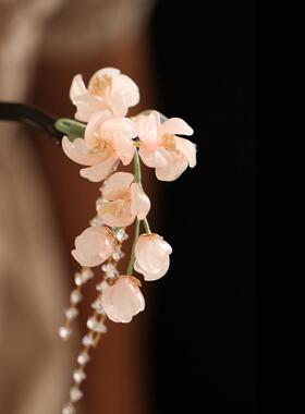 木簪粉玉簪花古风女高级感发饰