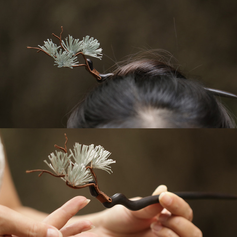 亭亭山上松 木簪盘发日常国风中式气质旗袍简约发簪汉服配饰 莲花 - 图0