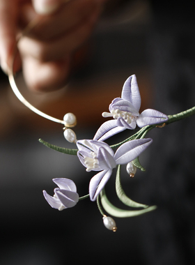 缠花玉兰花项圈新中式璎珞汉服