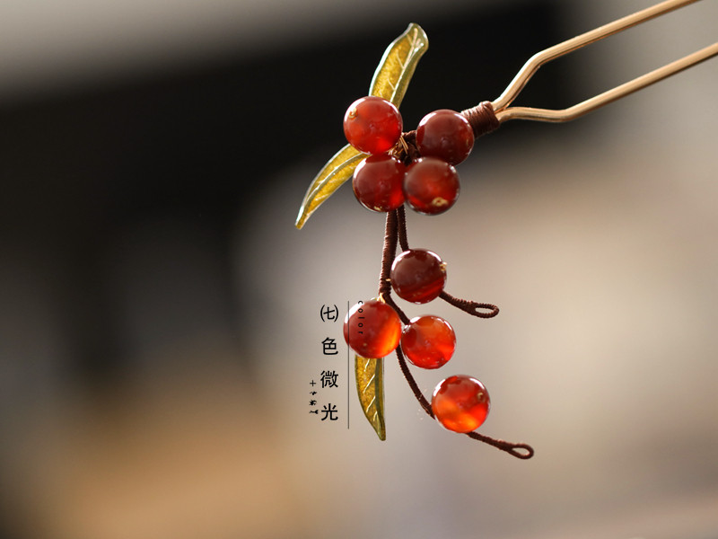 相思豆红色玛瑙发簪日常简约气质旗袍国风配饰复古手工头饰中式女,淘宝优惠券,粉丝福利购,淘宝优惠卷