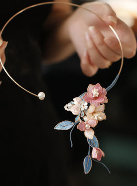 轻奢国风粉蓝璎珞锁骨链项链璎珞