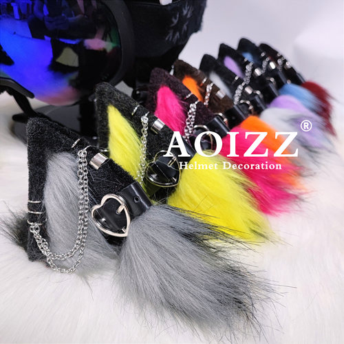 ◆AOIZZ◆克罗心金属猫耳拆卸配件头盔装饰手作耳朵滑雪配饰机车 - 图0