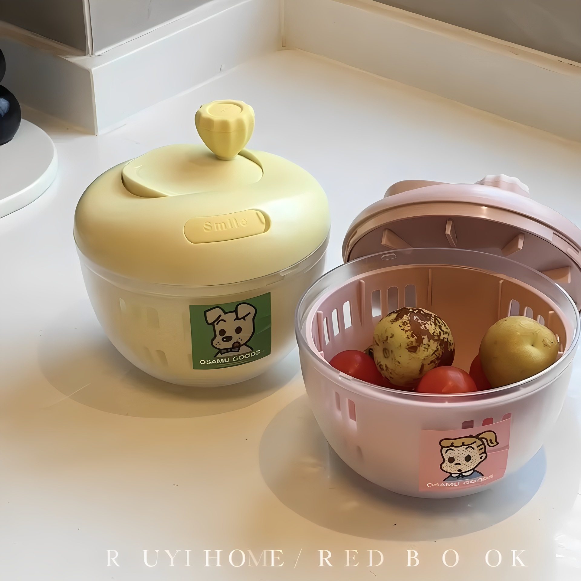 原田治蔬菜沥水篮脱水器家用多功能洗水果神器创意手动沙拉甩水器,淘宝优惠券,粉丝福利购,淘宝优惠卷