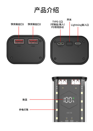 拆卸透明4节8节21700充电宝PD快充8节18650移动电源盒diy套件外壳 - 图2