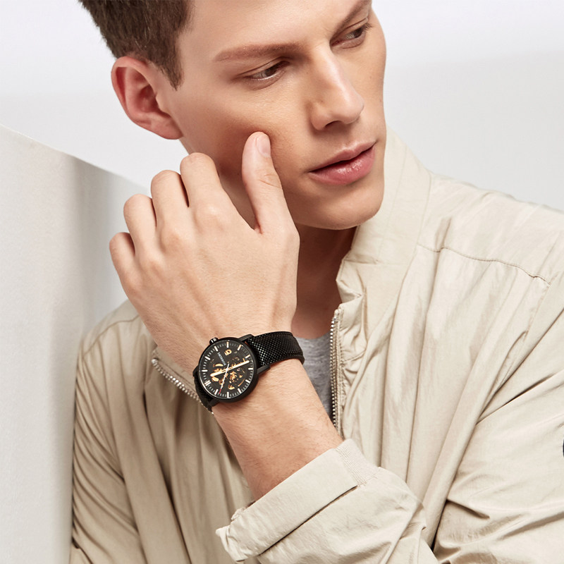 罗西尼官方镂空机械男新款潮流男表 罗西尼茵达美国产腕表