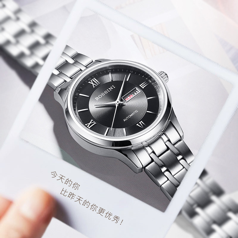 罗西尼官方新款双日历背透情侣表 罗西尼茵达美国产腕表