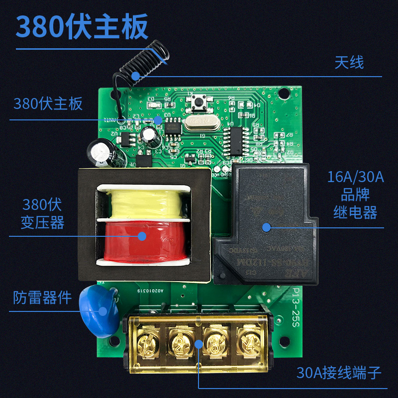 无线遥控开关380V抽水泵电机远程大功率遥控器电源开关智能控制器-图0