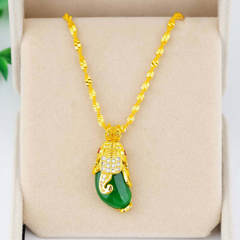 孔雀女仿真转运珠貔貅款项坠锁骨链 福喜登项链