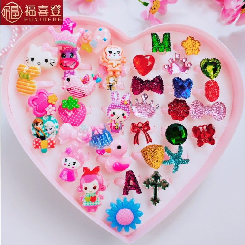 儿童水钻新款彩色珠宝小朋友戒指 福喜登戒指/指环