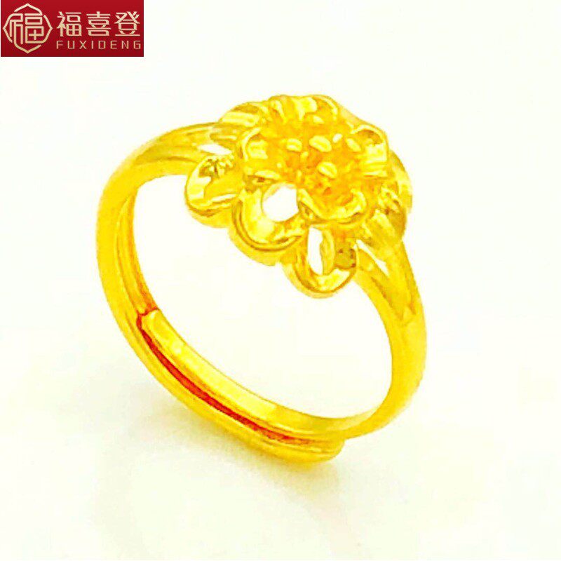 越南沙金男女士24k仿真假黄金戒指 福喜登戒指/指环