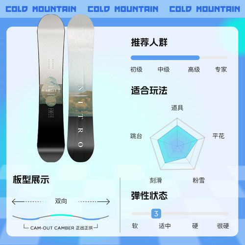 冷山NITRO滑雪板雪板ARIAL尼卓全能滑行单板滑雪板青少款2425新款 - 图0