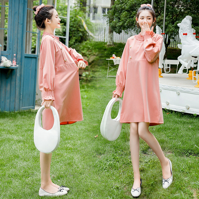 孕妇秋装遮肚不显怀时尚款连衣裙 枝荣连衣裙