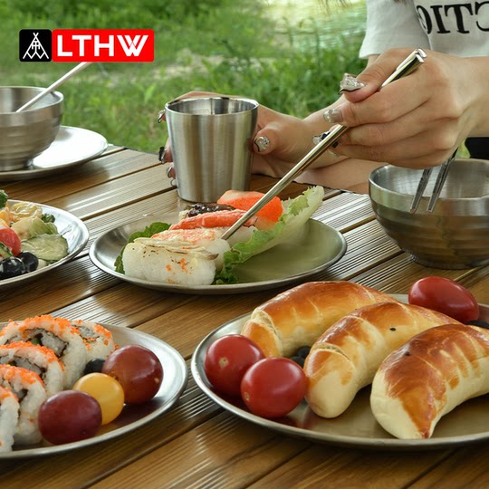 LTHW Lvteng stainless steel tableware bowls, plates, cups, chopsticks and spoons