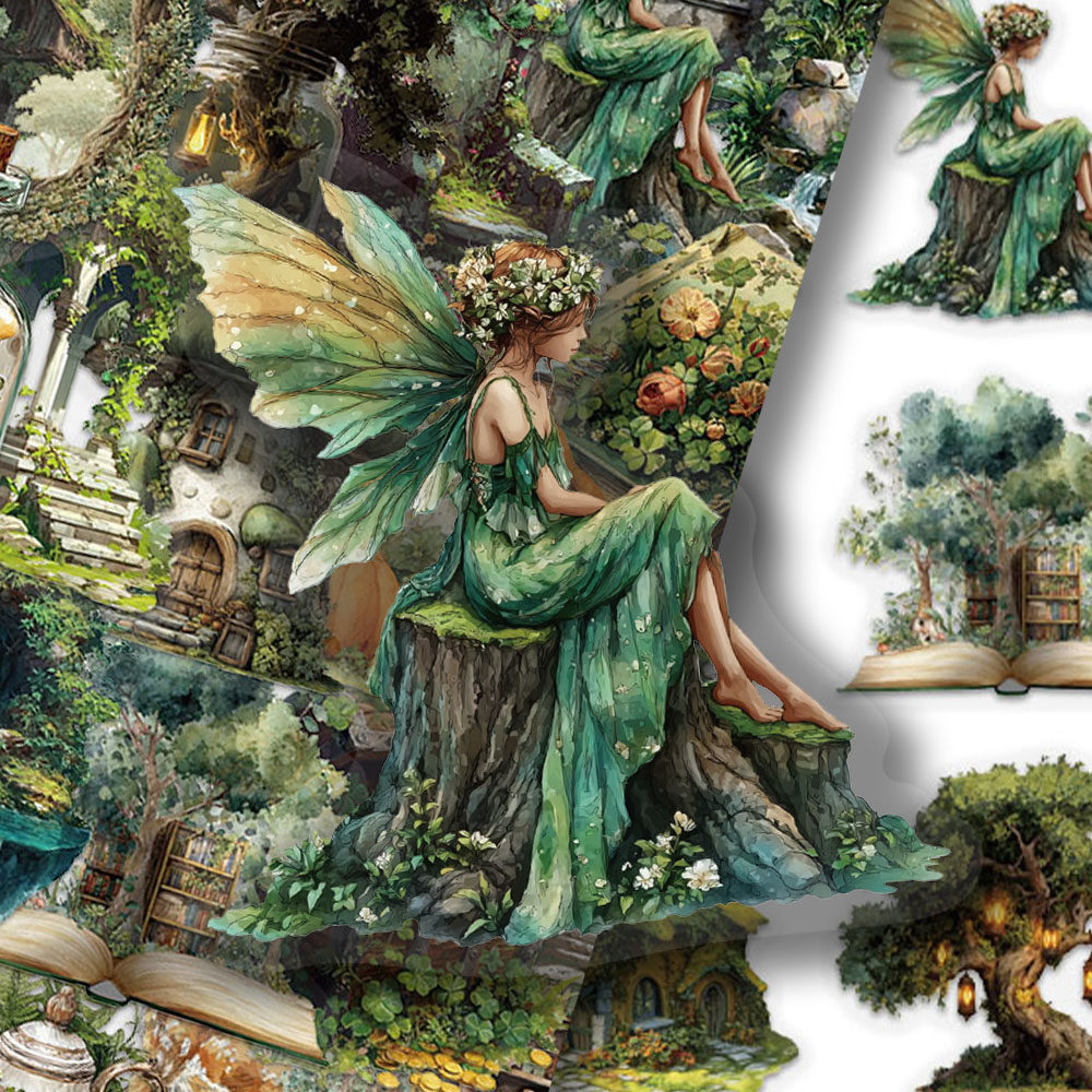 100张森林主题绿色贴纸PET卡通清新手账手机壳笔记本装饰防水贴画,淘宝优惠券,粉丝福利购,淘宝优惠卷