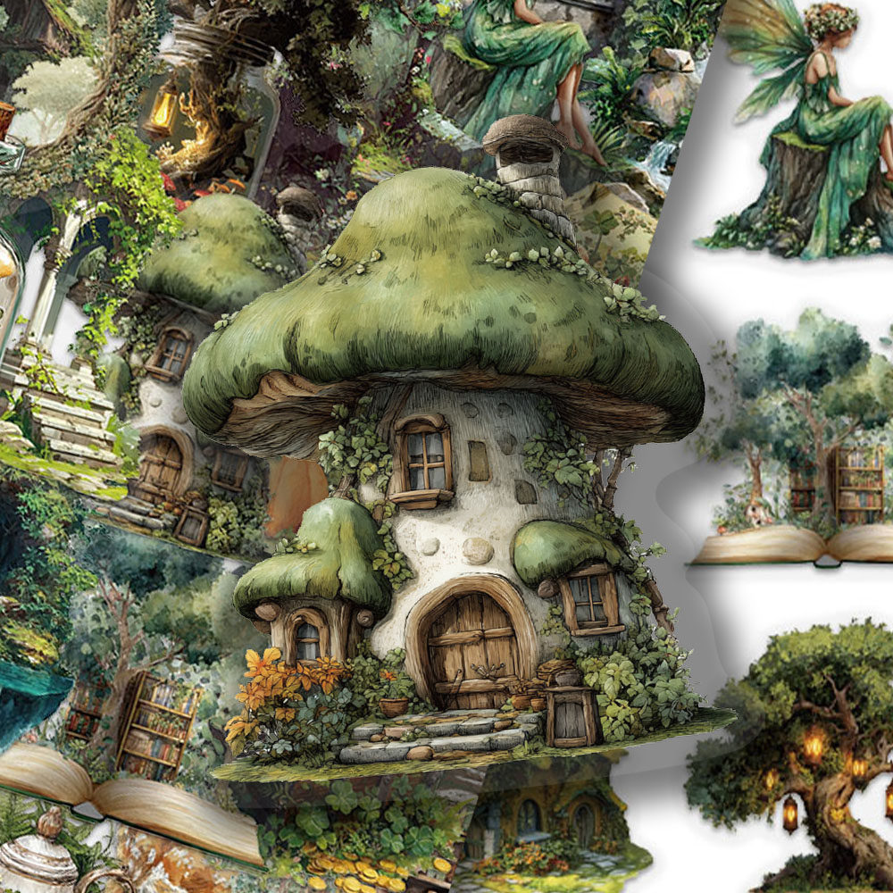 100张森林主题绿色贴纸PET卡通清新手账手机壳笔记本装饰防水贴画,淘宝优惠券,粉丝福利购,淘宝优惠卷