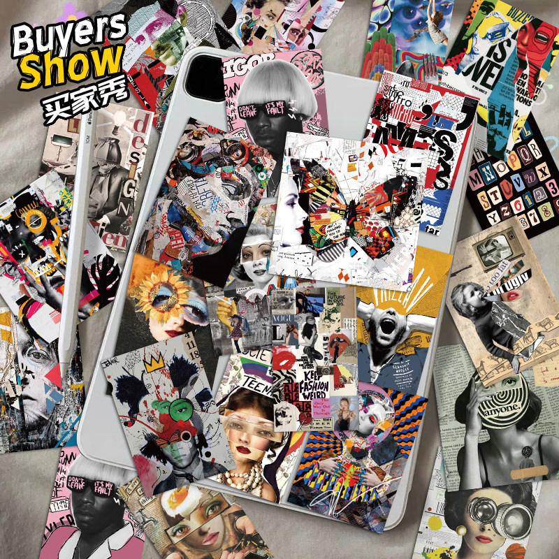 100张摩登艺术杂志封面贴纸复古风小众手账diy手机壳装饰防水贴画,淘宝优惠券,粉丝福利购,淘宝优惠卷
