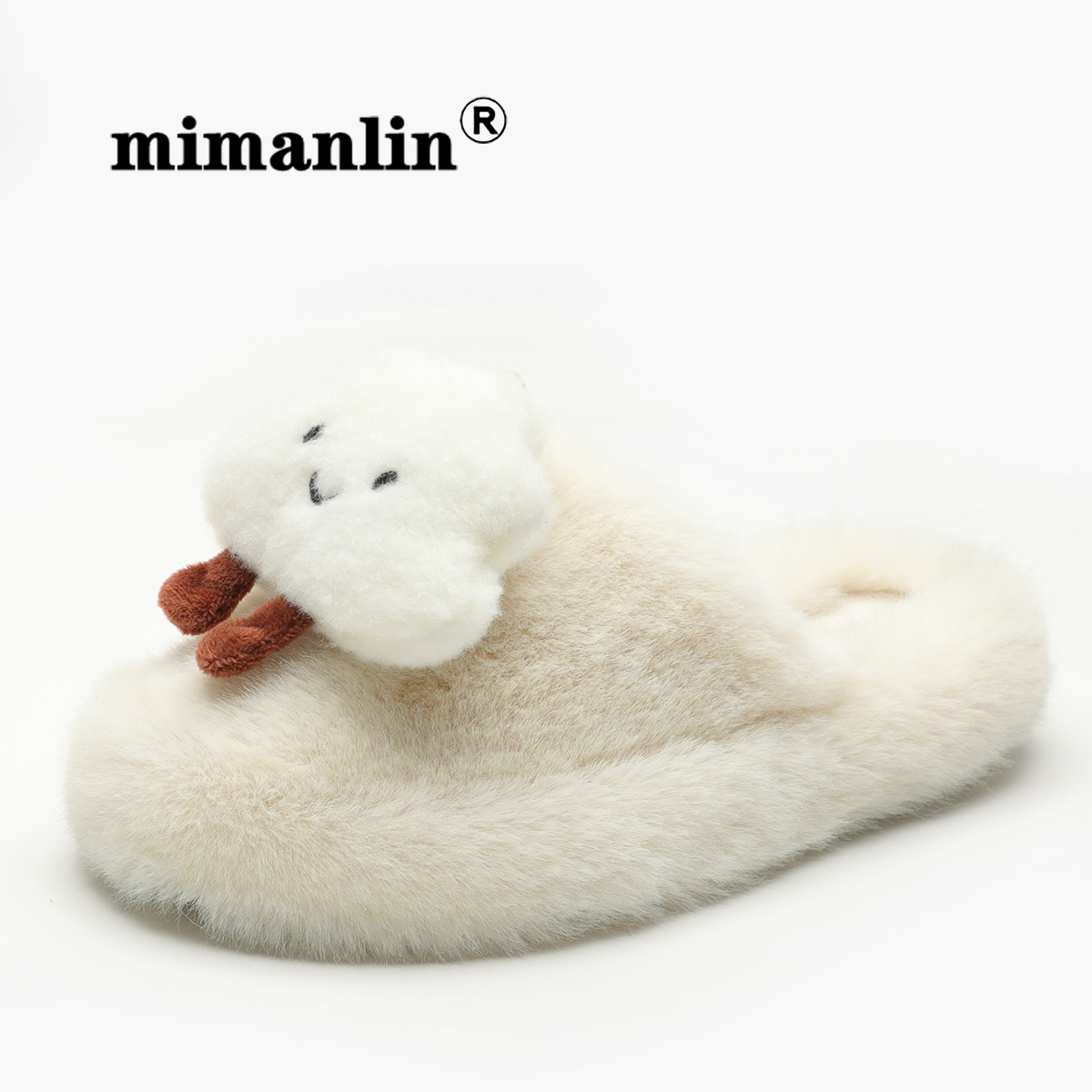 云朵可爱白色平底毛毛拖鞋女外穿春秋时尚网红室内居家毛绒棉拖鞋,淘宝优惠券,粉丝福利购,淘宝优惠卷