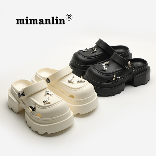 高跟鞋玛丽珍绝美凉鞋女夏季外穿2025新款防滑时尚半拖大头洞洞鞋 - 图0