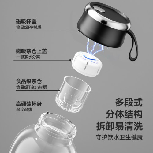 磁弹泡茶杯大容量玻璃杯男茶水分离杯子女高颜值2026新款便携水杯 - 图3